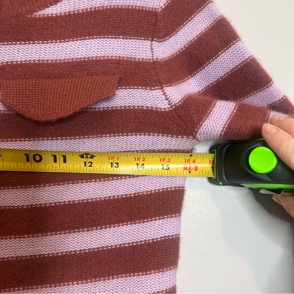 Maeve Anthropologie Cashmere Cropped Cardigan Sweater Striped Purple Brown XS - Picture 7 of 8